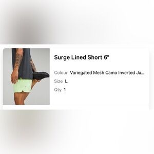 Lululemon Surge Lined Short 6"